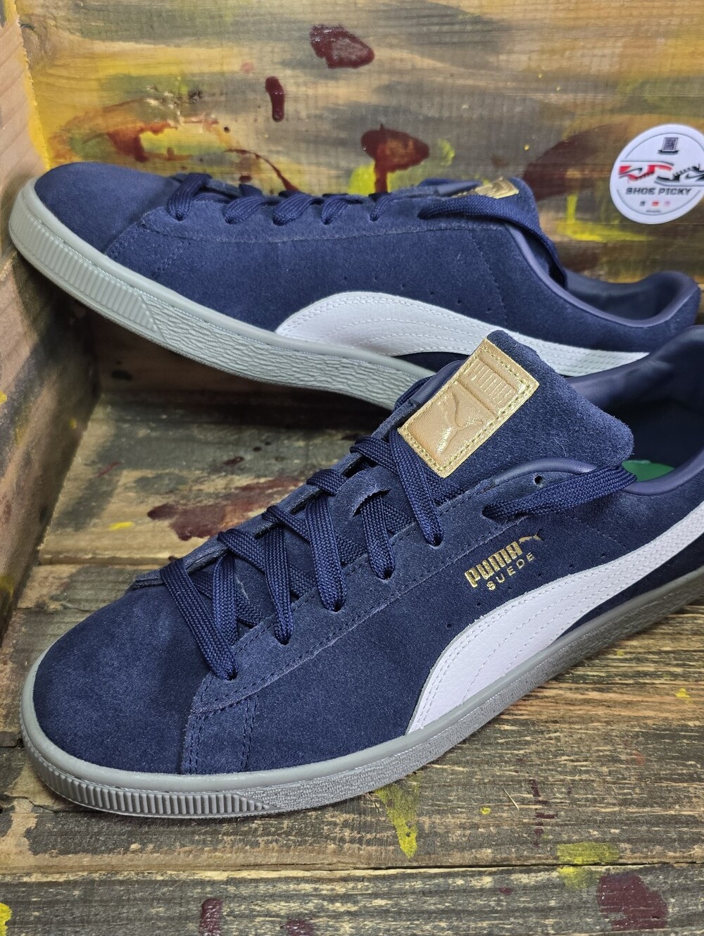 Size 11 Men PUMA Suede Classic Pastime - Peacoat Blue/Gray 387060-03 used